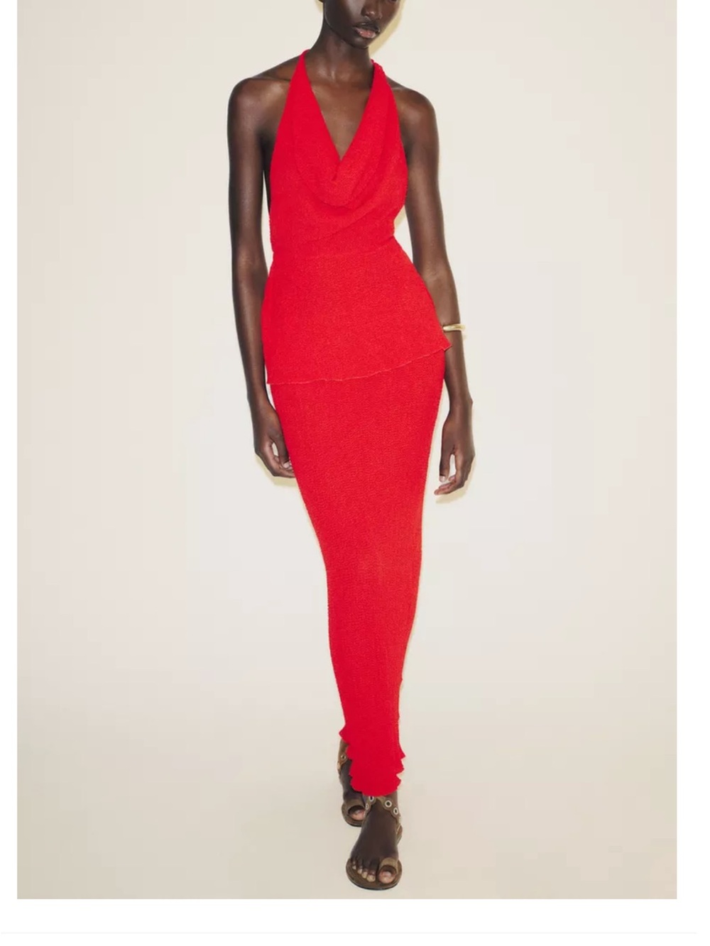 Red Halter Top and Skirt Set